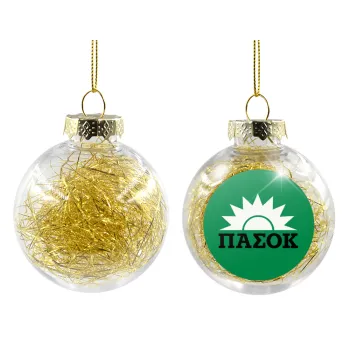 PASOK green, Transparent Christmas tree ball ornament with gold filling 8cm