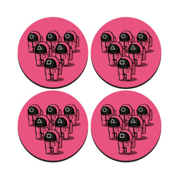 The squid game among us, ΣΕΤ 4 Σουβέρ ξύλινα στρογγυλά (9cm)