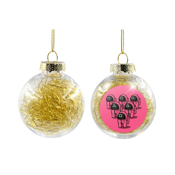 The squid game among us, Transparent Christmas tree ball ornament with gold filling 8cm