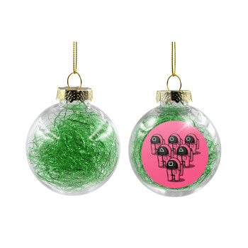 The squid game among us, Transparent Christmas tree ball ornament with green filling 8cm