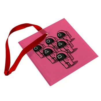 The squid game among us, Christmas ornament, glass square ornament 9x9cm