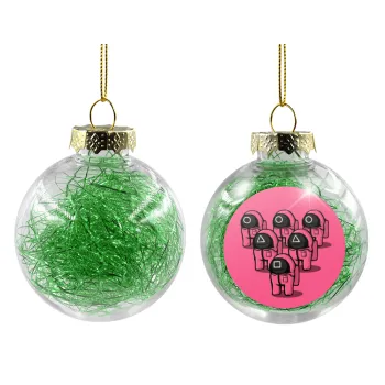 The squid game among us, Transparent Christmas tree ball ornament with green filling 8cm