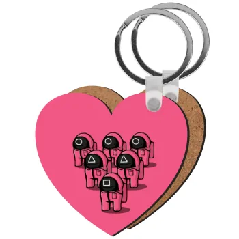 The squid game among us, Μπρελόκ Ξύλινο καρδιά MDF