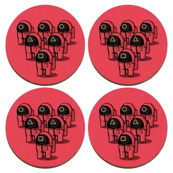The squid game among us, ΣΕΤ x4 Σουβέρ ξύλινα στρογγυλά plywood (9cm)