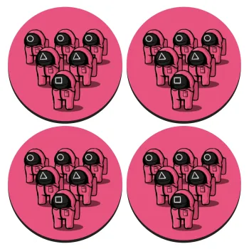 The squid game among us, SET of 4 round wooden coasters (9cm)