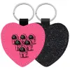 Μπρελόκ PU δερμάτινο glitter καρδιά ΜΑΥΡΟ