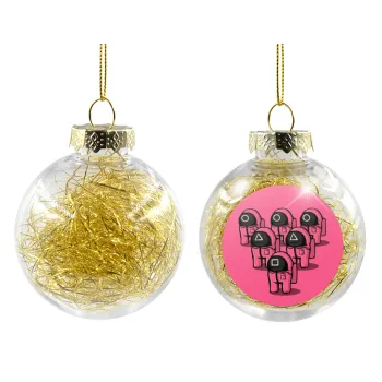 The squid game among us, Transparent Christmas tree ball ornament with gold filling 8cm