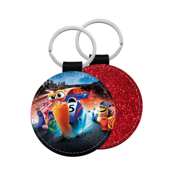 Turbo, Μπρελόκ Δερματίνη, στρογγυλό ΚΟΚΚΙΝΟ (5cm)