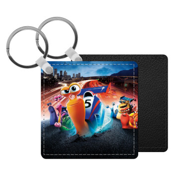 Turbo, Μπρελόκ Δερματίνη, τετράγωνο ΜΑΥΡΟ (5x5cm)