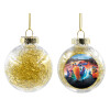 Transparent Christmas tree ball ornament with gold filling 8cm