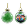 Transparent Christmas tree ball ornament with green filling 8cm