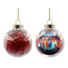 Transparent Christmas tree ball ornament with red filling 8cm