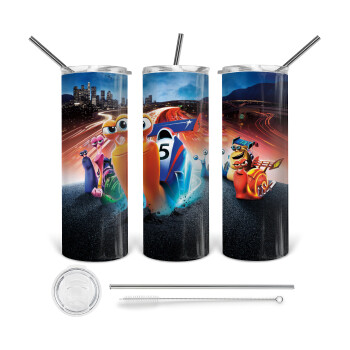 Turbo, Tumbler ποτήρι θερμό από ανοξείδωτο ατσάλι 600ml, με μεταλλικό καλαμάκι & βούρτσα καθαρισμού