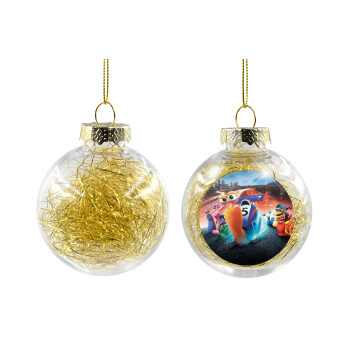 Turbo, Χριστουγεννιάτικη μπάλα δένδρου διάφανη με χρυσό γέμισμα 8cm