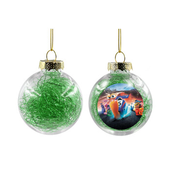 Turbo, Χριστουγεννιάτικη μπάλα δένδρου διάφανη με πράσινο γέμισμα 8cm
