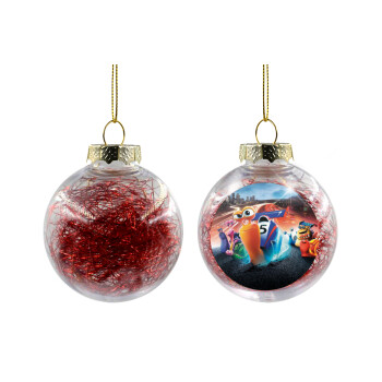 Turbo, Χριστουγεννιάτικη μπάλα δένδρου διάφανη με κόκκινο γέμισμα 8cm