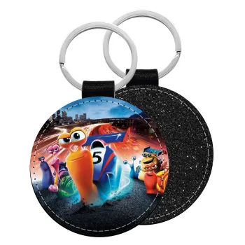 Turbo, Μπρελόκ Δερματίνη, στρογγυλό ΜΑΥΡΟ (5cm)