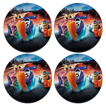 Turbo, SET of 4 round wooden coasters (9cm)