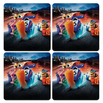 Turbo, ΣΕΤ 4 Σουβέρ ξύλινα τετράγωνα (9cm)