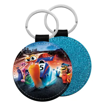 Turbo, Μπρελόκ Δερματίνη, στρογγυλό ΜΠΛΕ (5cm)