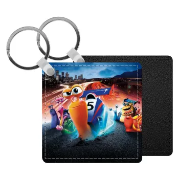 Turbo, Μπρελόκ Δερματίνη, τετράγωνο ΜΑΥΡΟ (5x5cm)