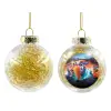 Transparent Christmas tree ball ornament with gold filling 8cm