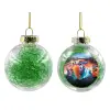 Transparent Christmas tree ball ornament with green filling 8cm