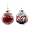 Transparent Christmas tree ball ornament with red filling 8cm