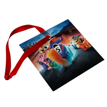 Turbo, Christmas ornament, glass square ornament 9x9cm