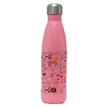 Doodle kids, Metal mug thermos Pink Mat (Stainless steel), double wall, 500ml