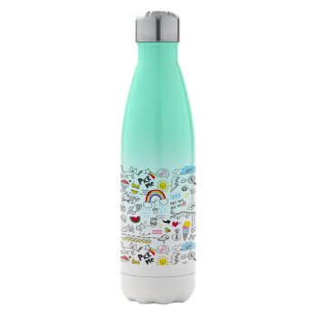 Doodle kids, Μεταλλικό παγούρι θερμός Πράσινο/Λευκό (Stainless steel), διπλού τοιχώματος, 500ml