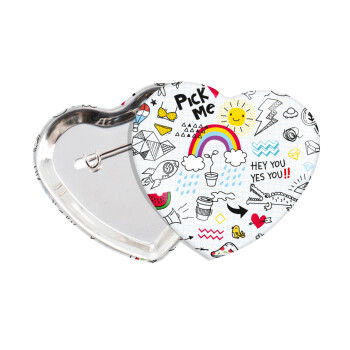 Doodle kids, Κονκάρδα παραμάνα καρδιά (57x52mm)