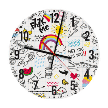 Doodle kids, Ρολόι τοίχου ξύλινο (30cm)