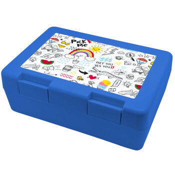 Doodle kids, Παιδικό δοχείο κολατσιού ΜΠΛΕ 185x128x65mm (BPA free πλαστικό)