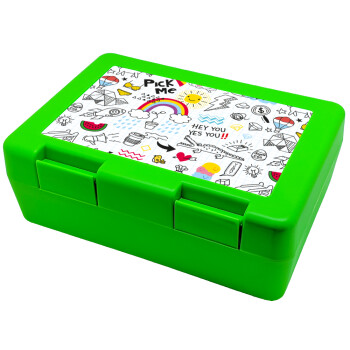 Doodle kids, Children's cookie container GREEN 185x128x65mm (BPA free plastic)