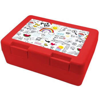 Doodle kids, Children's cookie container RED 185x128x65mm (BPA free plastic)