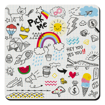 Doodle kids, Τετράγωνο μαγνητάκι ξύλινο 9x9cm