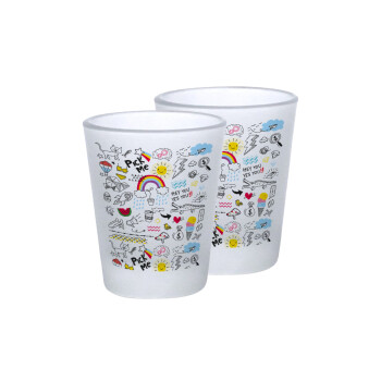 Doodle kids, Σφηνοπότηρα γυάλινα 45ml του πάγου (2 τεμάχια)