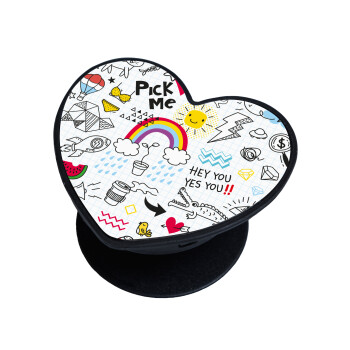 Doodle kids, Phone Holders Stand  καρδιά Μαύρο Βάση Στήριξης Κινητού στο Χέρι