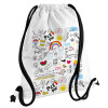 Backpack pouch GYMBAG white, with pocket (40x48cm) & thick cords