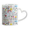 Mug heart handle, ceramic, 330ml