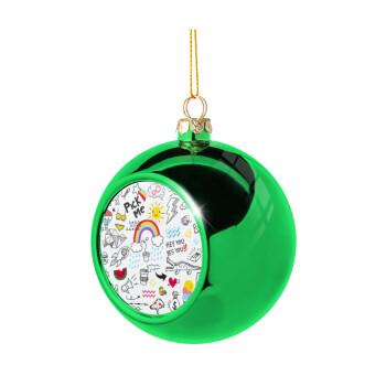 Doodle kids, Χριστουγεννιάτικη μπάλα δένδρου Πράσινη 8cm