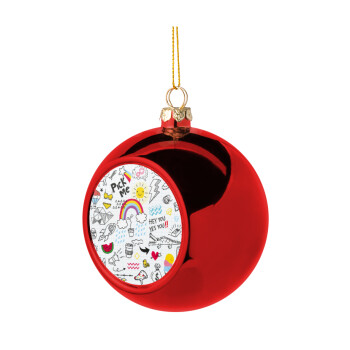 Doodle kids, Christmas tree ball Red 8cm