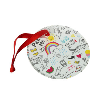 Doodle kids, Christmas ornament glass 9cm