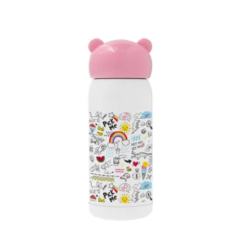 Doodle kids, Pink stainless steel thermal flask, 320ml