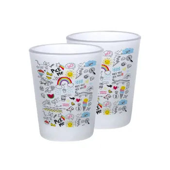 Doodle kids, Σφηνοπότηρα γυάλινα 45ml του πάγου (2 τεμάχια)