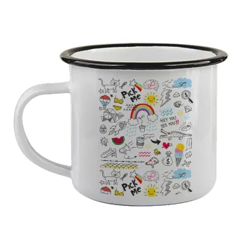 Doodle kids, Κούπα εμαγιέ με μαύρο χείλος 360ml