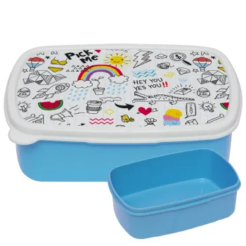 Doodle kids, ΜΠΛΕ παιδικό δοχείο φαγητού (lunchbox) πλαστικό (BPA-FREE) Lunch Βox M18 x Π13 x Υ6cm