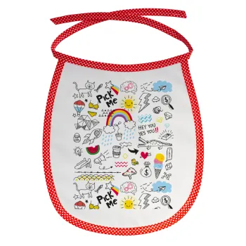 Doodle kids, Σαλιάρα μωρού αλέκιαστη με κορδόνι Κόκκινη