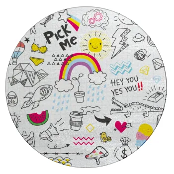 Doodle kids, Επιφάνεια κοπής γυάλινη στρογγυλή (30cm)